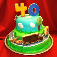 Pete's Birthday Crash My friend and I did this cake for another friends birthday. He almost got hit by a truck sliding down the hill and his sister drew a...