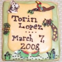 Safari Centerpiece Cookie This is the centerpiece cookie for my friend's baby basket. She just had a baby on Thursday. The accompanying cookies are simpler -...