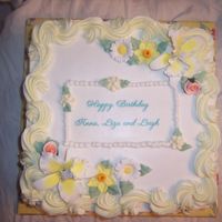 Birthday Cake This customer wanted an elegant cake. She had never ordered a cake from me before and I think was very nervous, just by the look on her...