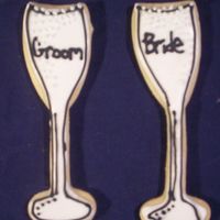 Bride And Groom Glasses sugar cookies with royal icing- i still need work on the lettering!