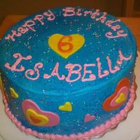 Rainbow Heart Cake Buttercream with Fondant hearts. The birthday girl requested the sprinkles.