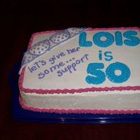 Female 50Th Birthday Cake I made this cake for my best friend's mom who turned 50 in October. I got the inspiration from Nana784 on this site. Vanilla cake iced...