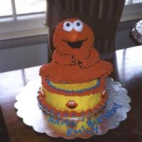 Elmo Cake For Emily This was an early cake for my daughter's 2nd birthday. Just the 3D bear pan with the ears cut off.