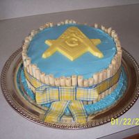 Masonic Birthday Cake A pound cake for my father-in-law's birthday who lives at the Masonic Village. The emblem is chocolate from a mold.
