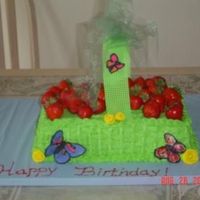 Picnic Basket A chocolate cake with buttercream and fresh strawberries. Firstattempt at basketweave. Whimisical roses from Satin Ice Fondant.Choc....