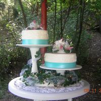 Tiered Round Wedding Cakes French vanilla cakes with black raspberry filling.