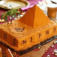 Pyramid Pyramid made out of rice krispies treats and covered with buttercream. I used a impression mat to get the block look on the pyramid. I used...