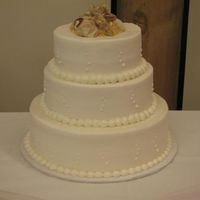Beach Wedding all buttercream; chocolate shells and "sand" for topper; first attempt at sugar shack's smoothing technique (love it!)...