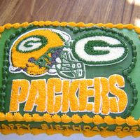 Green Bay Packers Birthday Cake Frozen Buttercream Transfer (it started thawing a little bit, that's why the letters aren't perfect)