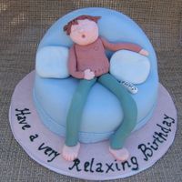 Relaxing On The Couch Made for friend's hubbie. From Deacon's 2 hour cakes book.