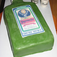 Jeager Bottle Jeager Bottle birthday cake. Chocolate cake covered in fondant with edible image. Shot glasses were RKT. Was inspired by all the great...
