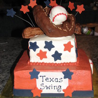 Softball Team Cake This cake was done for a softball team end of season party. The cake is iced in buttercream with fondant accents in the team colors. Bat,...