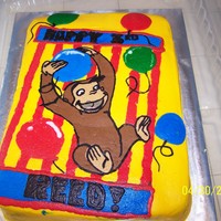 Curious George Fbct 9x13 cake with a FBCT of Curious George