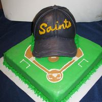 T-Ball Cake This cake was inspired by the cap cake done by "MsSugarBaker". The cap and cake are covered in MMF.