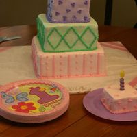 First Birthday Cake This was my first cake to ever do. I made it for my daughter's first birthday. Bottom layer is yellow cake, middle is chocolate, top...