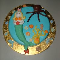 Mermaid Cake MMF mermaid and accents over a yogurt poundcake.