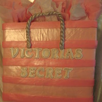 Juanita's Cake Strawberry cake. She wanted a Victoria's Secret Bag. I wasn't thrilled with the outcome but she loved it which is all that...