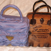 Purse Cakes done for the birthday of a coworker's sister. She gave me the pics of Gucci and Prada cakes she wanted and I went from there. No way I...