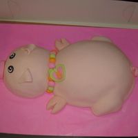 Pig Birthday Cake CHOC CAKE, BUTTERCREAM ICING COVERED IN FONDANT WITH GUMPASTE AND FONDANT ACCENTS. THANKS EVERYONE FOR THE GREAT PHOTOS TO GO BY.