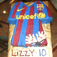 Fc Barcelona Jersey Barcelona jersey for my daughter's 10th birthday. She is a goalie so she asked goalie gloves too. Devils food cake with devil dog...