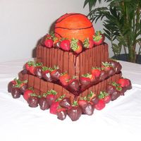 Basketball Delight Dark choc w/ cream choc frosting. Chocolate covered strawberries