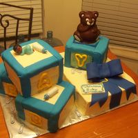 Baby Blocks Design idea from cjf. This was harder than I thought it would be, good thing its for a good friend. Cakes iced in crusting cream cheese w/...