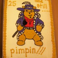 Jons Bday Butter cake w/ bc icing. Patter tranfer bear w/ star tip.