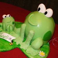 Hoppy Birthday Frog Cake The large frog is the main cake and the smaller frog is the smash cake.