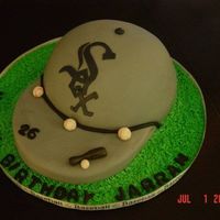 Chicago White Sox Cake Carrot Cake, Cream Cheese Buttercream, Grey Fondant. Decoration made with gum paste.