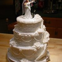 My First Wedding Cake Eeeeeeee round wedding cake with some fondant