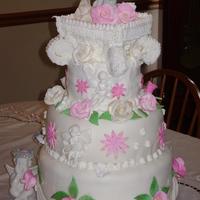 Cherub Birthday Cake gumpast roses cherub birthday cake