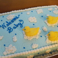 Duck Baby Shower Buttercream icing with fondant ducks
