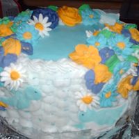 My First Flower/basketweave Cake i found this picture from when i was first taking the wilton courses