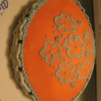 Apricot Basketweave With 'embroidery' Work This oval-shaped apricot colored cake features basketweave and my first attempts at doing 'brush embroidery' - thanks for looking...