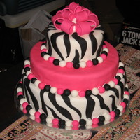 Bat Mitzvah Zebra Cake Designed by the Bar Mitzvah Girl herself! Banana cake w/Peanut Butter Filling!