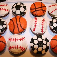 Sport Ball Cupcakes Made at my younger son's request. This was actually a lot of fun!