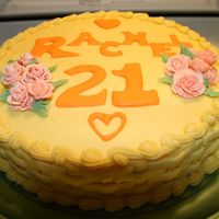 21St Birthdday Cake This carrot cake was decorated in buttercream with colorflow letters and numbers. First time trying color flow, its worth the effort!