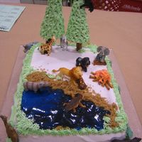 Forest Cake the animals are plastic, but the piping gel lake and ice cream come trees were fun!!