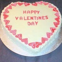 14" Valentines Cake Vanilla cake with meringue buttercream. A fun cake I made for our Seniors group. Some of the fondant hearts have sayings from those little...