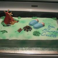 Camping Cake Cake made for husbands cub pack year end bbq. Everything on the cake is edible.