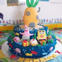 Sponge Bob Squere Pants A cake for my little boy's school party , all made out of plastic icing. It took quite a while but was well worth it in the end. The...
