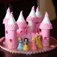 Disney Princess Castle I made this cake and princesses out of plastic icing. It took me hours but was well worth the effort. My little girl loved her cake !!!!