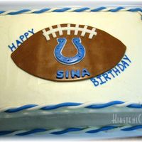 Colts Cake Did this for hubby's co-workers nephew. Played with the play-doh fun factory for the first time with fondant. French vanilla cake...