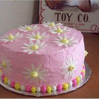 Pink Bc With Mmf Daisies I made this for a Cancer Society Auction.Confetti cake with pink BC and MMF daisies.My intention was to have the BC look a little "...