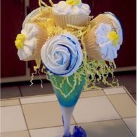 Cupcake Bouquet This is a first one for me :P My mother in-laws favorite is flower is a daisy and her favorite color is blue. I used a plastic goblet that...