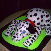 Dalmatian Cake Made for my godson. Everything is cake except for the paws which are made of rice krispie treats