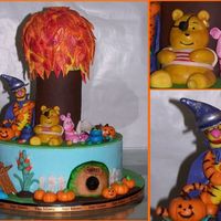 100 Acre Halloween Pooh and friends halloween! All figures and decorations made from fondant except candy corns and pretzel "sticks."