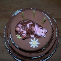 Pig Topper For Chocolate Daisy Cake fondant topper for my daisy cake