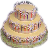 Yellow Daisy Stripe Cake My daughters 1st birthday cake my 3rd attemp at fondant use