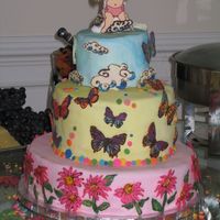 Whimsical Baby Girl This cake is based on a few whimsical bakehouse designs. It was huge, fed about 200!!
